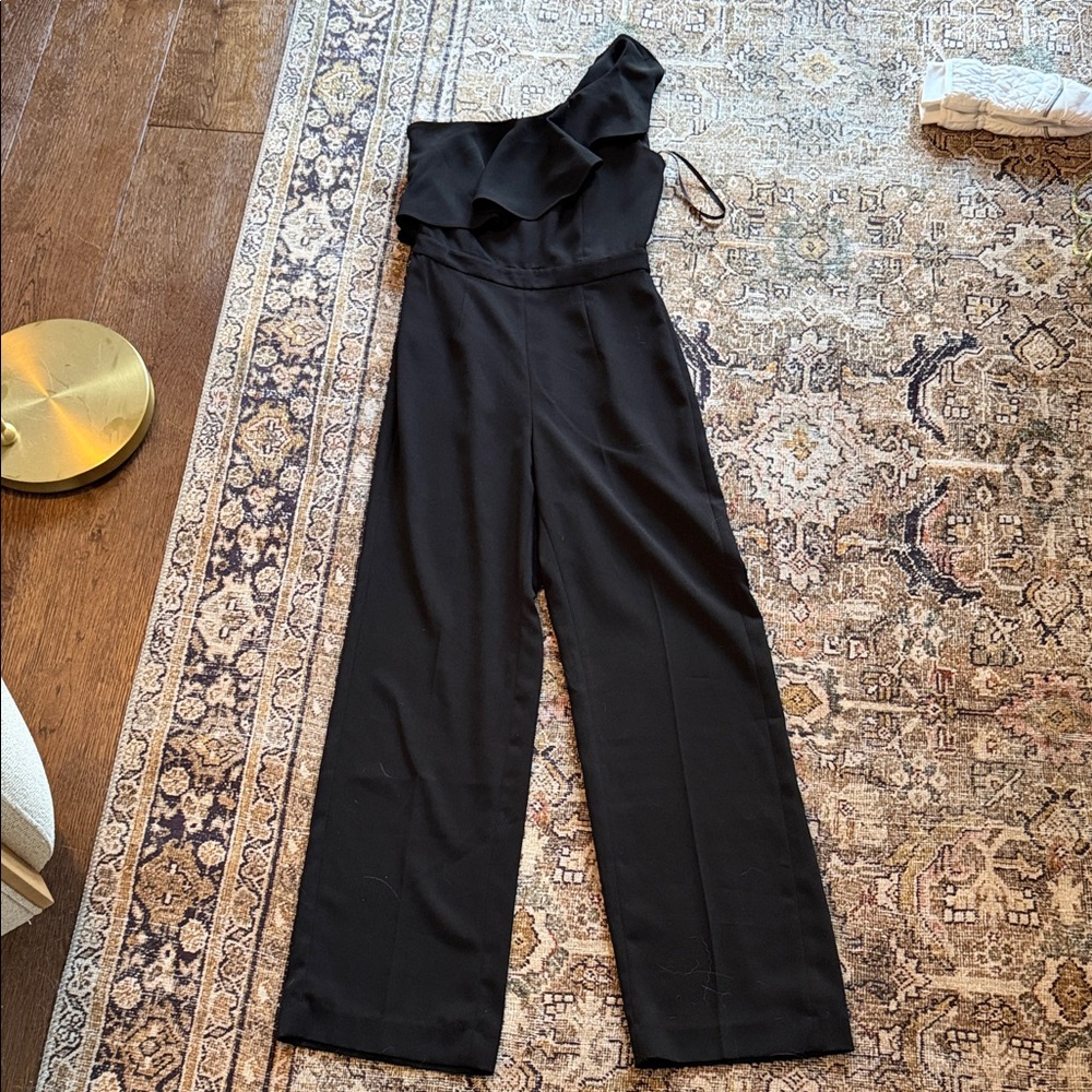 White House Black Market Black One-Shoulder Jumpsuit